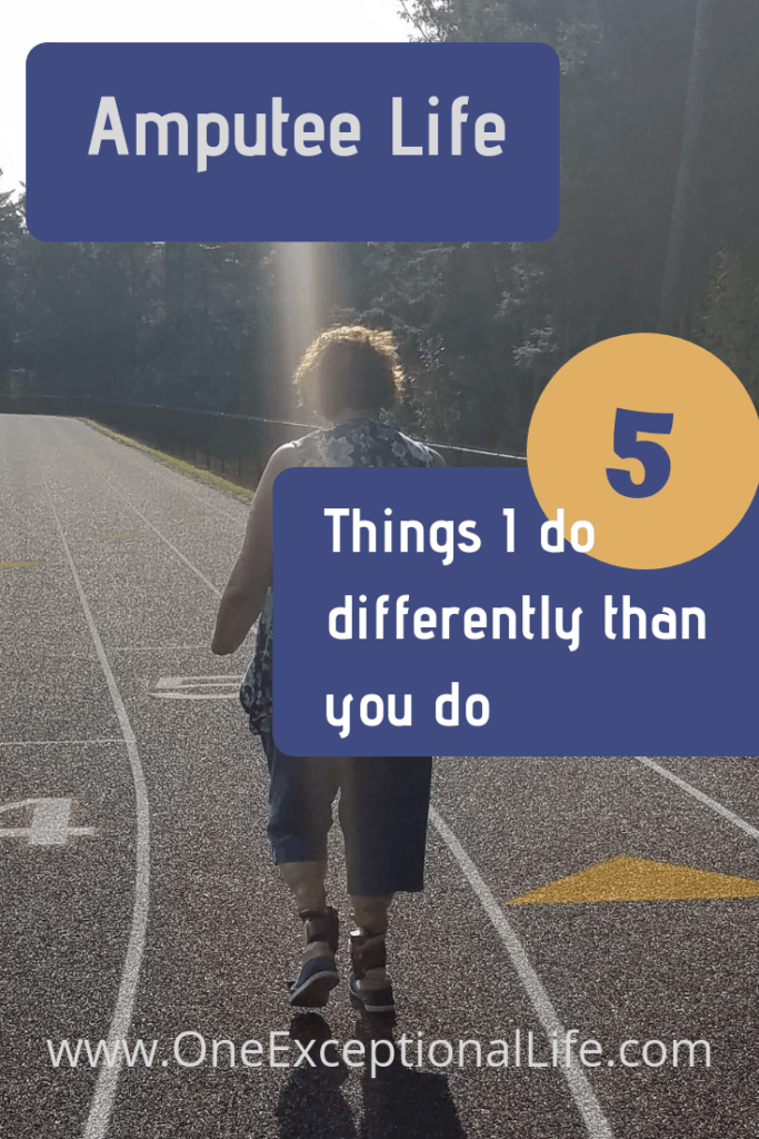 amputee woman walking on track, amputee life, 5 things i do differently than you do