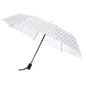 white dotted umbrella, black handle