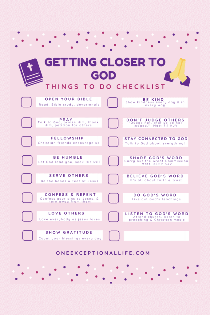 getting closer to God things to do checklist
