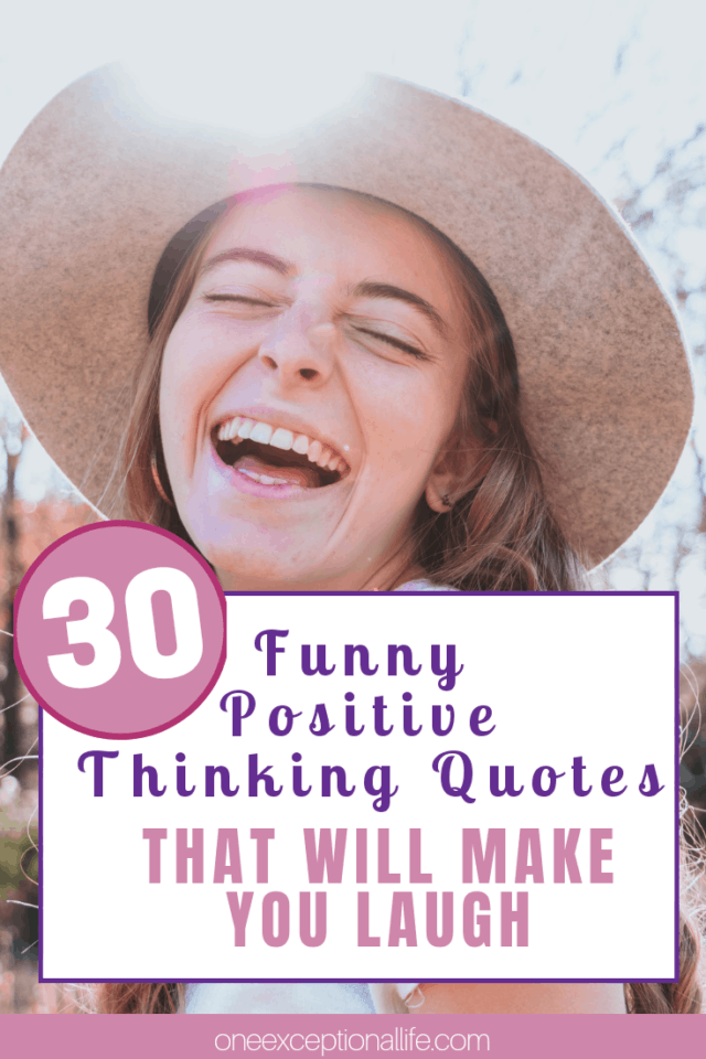 girl in hat laughing, funny positive thinking quotes that will make you laugh