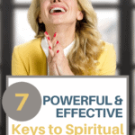 smiling thankful woman with prayer hands in yellow jacket, keys to spiritual growth