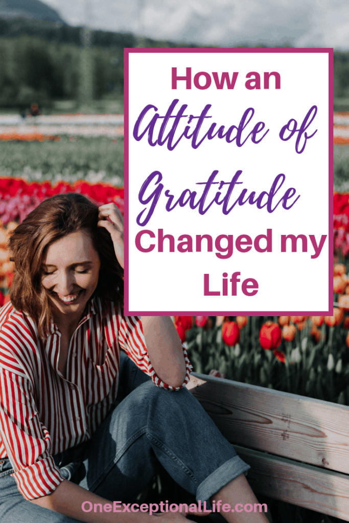 woman sitting near field of flowers, attitude of gratitude