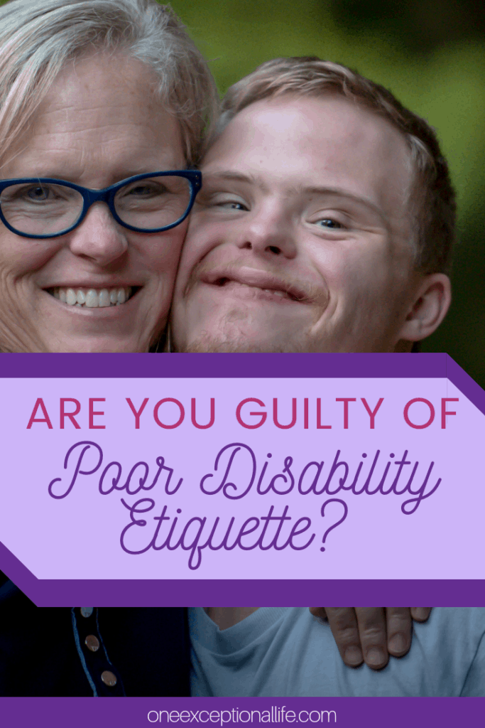 mom and son hugging, are you guilty of disability etiquette