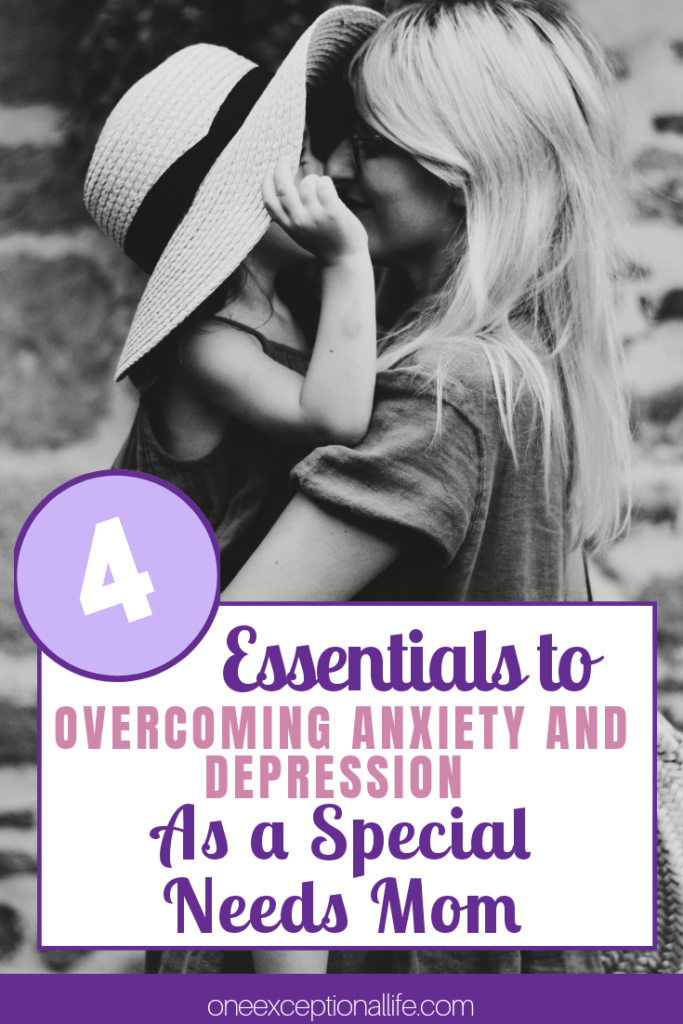 mom holding daughter in hat, 4 Essentials to overcoming anxiety and depression as a special needs mom