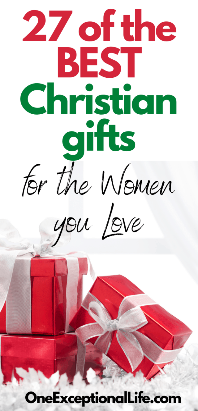 red christmas gifts, white ribbon, christian gifts for women
