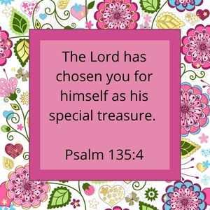 flowered paisley background, multi colors. Psalm 135:4 Bible verse affirmation